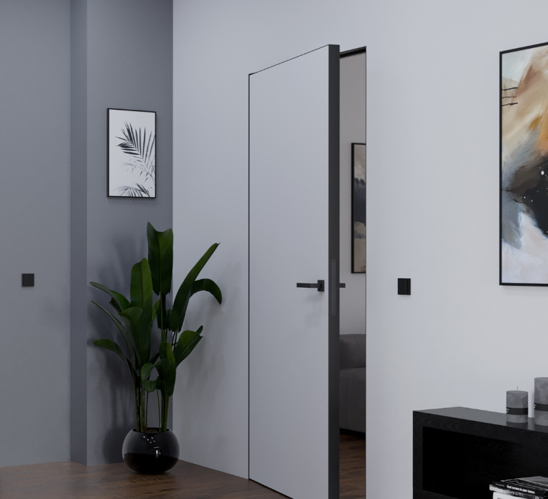 Межкомнатные двери скрытого монтажа Abwehr Smart Invisible Outside Кромка черная 720х2005 мм Киев - изображение 1