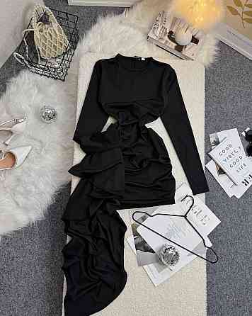 Женское праздничное платье мини со шлейфом микродайвинг Черный, 46/48 Одесса