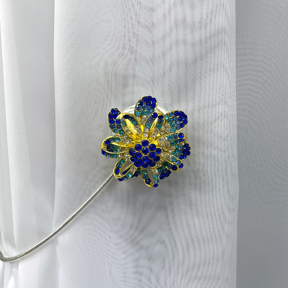 Магніти для штор та гардин "Flowers" набір 2 шт Синій з золотистим (81-199) Київ - фото 2