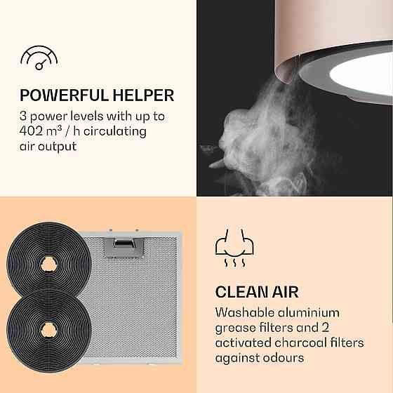 Витяжка Skyfall Smart Island Ø 45 см рециркуляційна 402м3/год LED золото (Німеччина, читати опис) Рівне