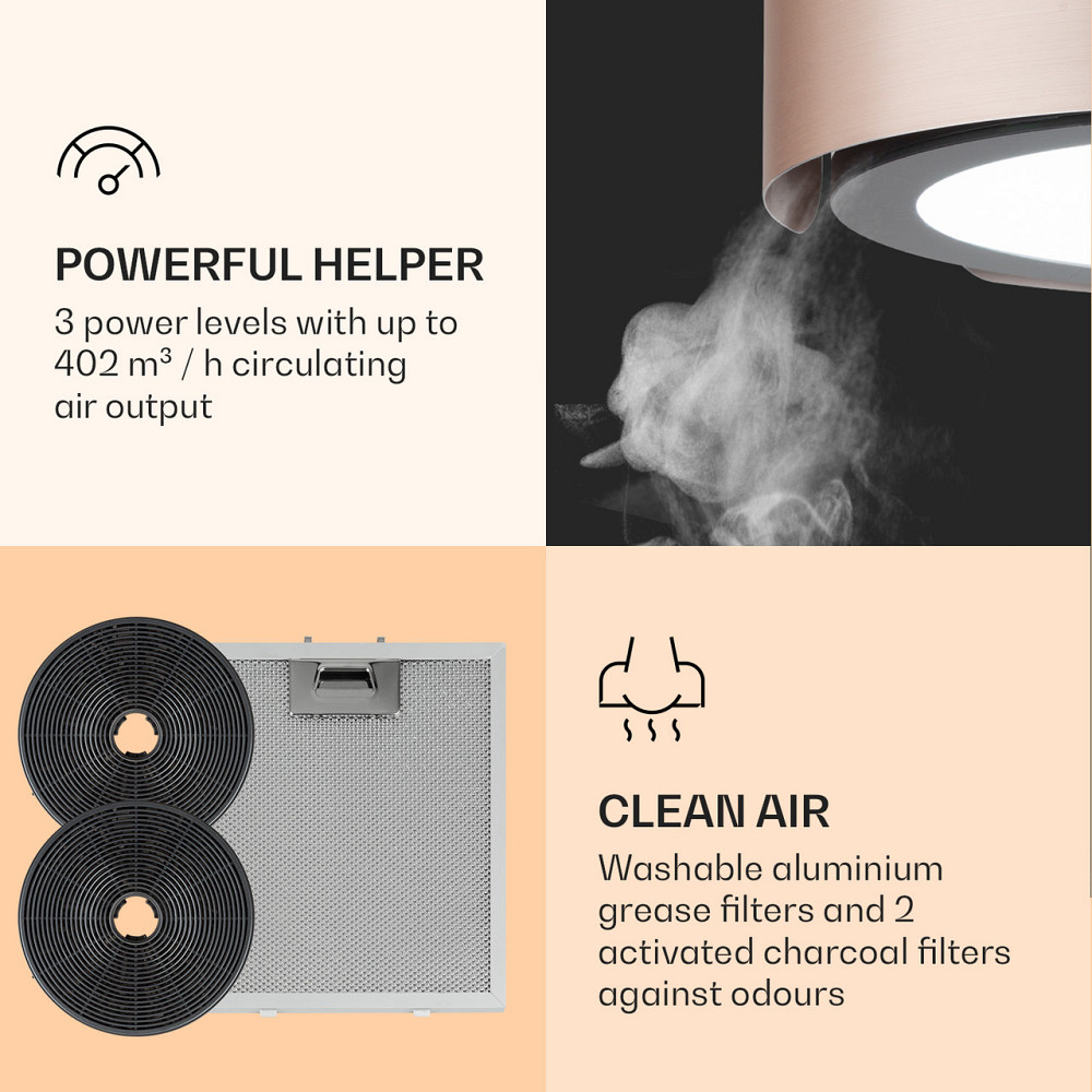 Вытяжка Skyfall Smart Island Ø45см рециркуляционная 402м³/ч LED золото (Германия, читать описание) Ровно - изображение 5