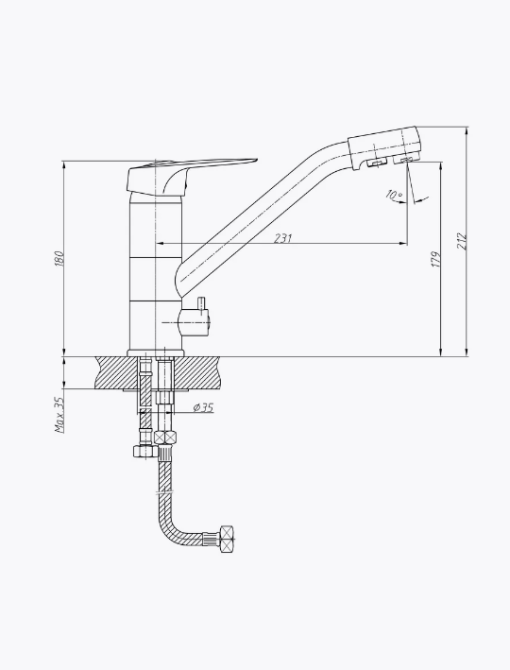 Змішувач для кухні (на мийку) Haiba HANSBERG 021 з виходом для питної води латунь/хром (HB0681) Чернівці - фото 2