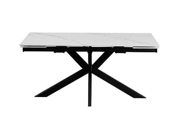 Стіл Квант 160 (+60)*90, чорний/кераміка білий Киев