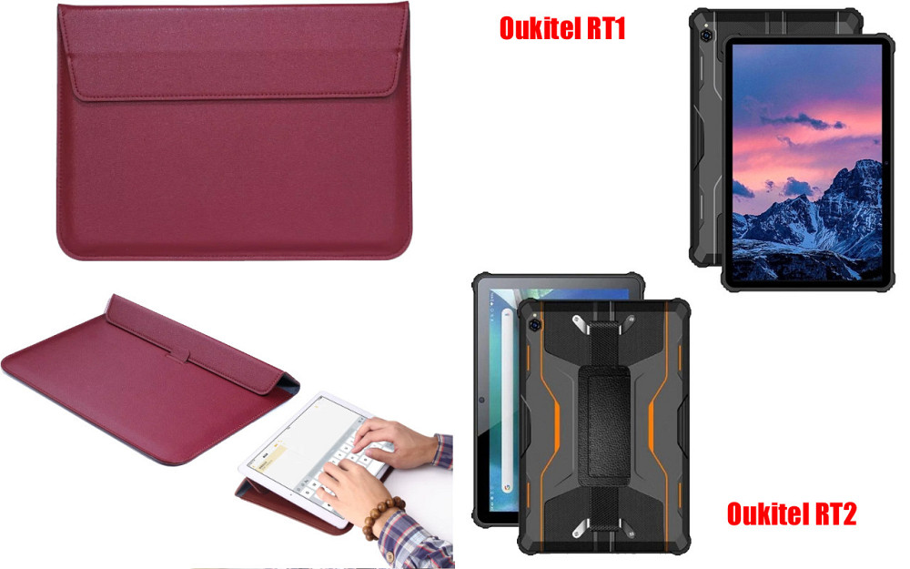 Чохол-конверт VitoCase для Oukitel RT1, Oukitel RT2, з функцією підставки для планшета Бордовий Київ - фото 1