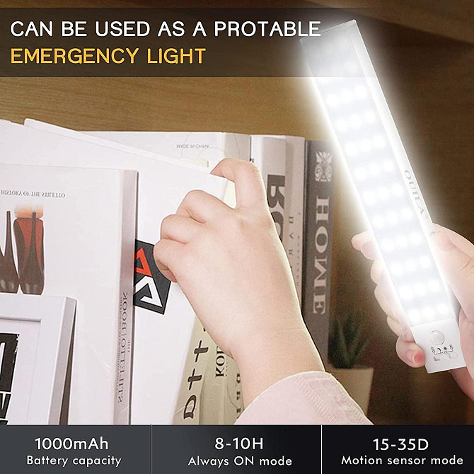 Светильник OUILA с датчиком движения 23см, LED USB, 3 режима, диммируемый, для шкафа, кухни, коридор Киев - изображение 3