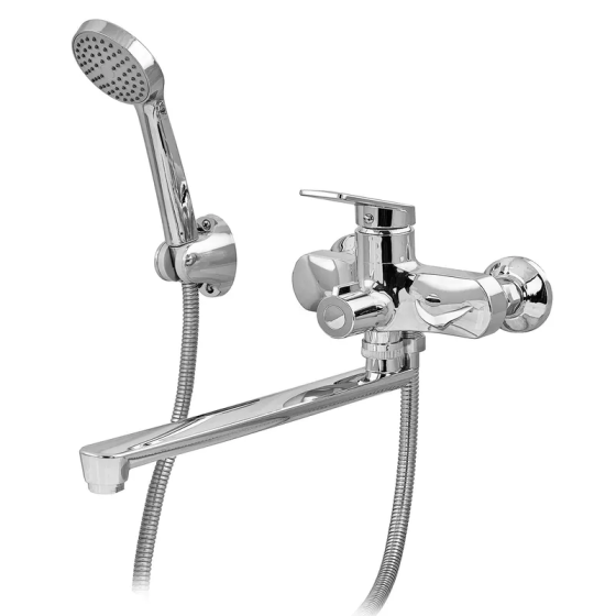 Смеситель для ванны Plamix Lucas-006 EURO SET хром с шлангом, лейкой и кронштейном (PM0710) Харьков