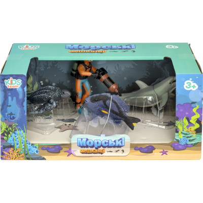 Фигурка Kids Team Морские жители: голубой хируг, морская черепаха, дельфин, аквалангист (Q9899-P25_1) Винница - изображение 2