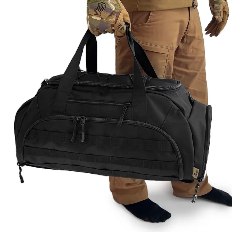 Тактическая дорожная сумка-рюкзак 2 в 1 — упрочненная, универсальная черная WR-95 Львов - изображение 6