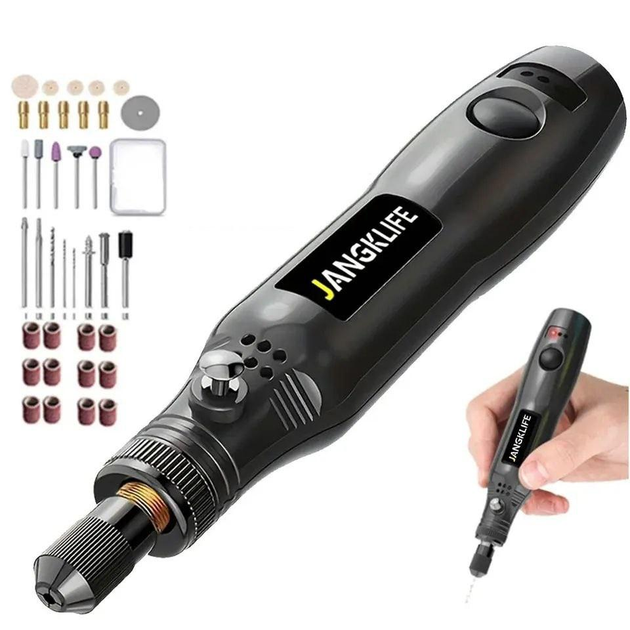 Ручка гравіювальна акумуляторна JangKlife HJ102 з набором насадок Вінниця - фото 1