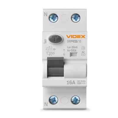 Автоматичний вимикач Videx RESIST АС 2п 30мА 10кА 16А (VF-RS10-DR2AC16) Вінниця
