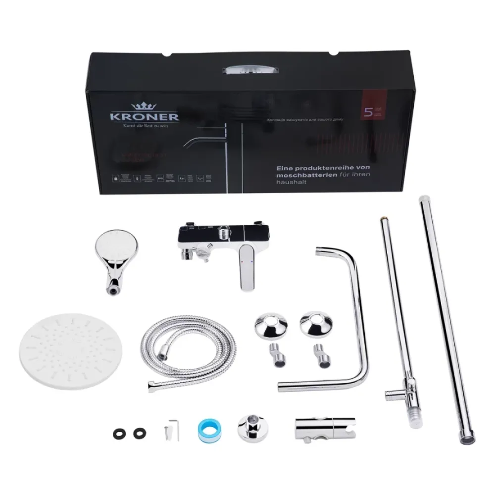 Душова система пристінна Kroner KRP Armada - W063 хром/білий Київ - фото 10