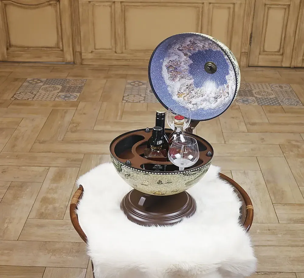 Глобус бар настільний Мапа світу новий дизайн кремовий сфера 33 см Гранд Презент mastersem Київ - фото 1