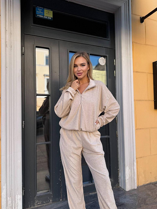 Женский прогулочный теплый костюм двойка: кофта и штаны Джерси Winter Беж, 42/44 Одесса - изображение 1
