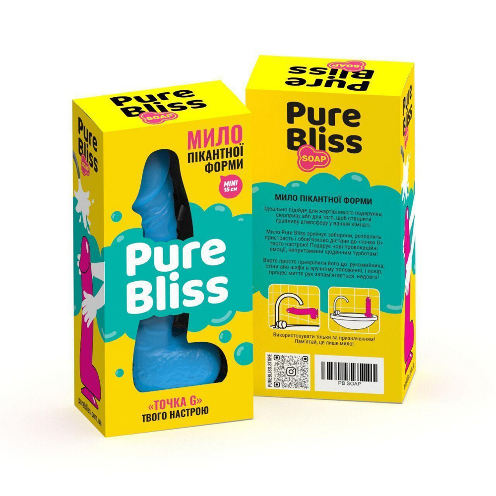 Крафтовое мыло-член с присоской Pure Bliss MINI Blue, натуральное Sex Aura Киев - изображение 8