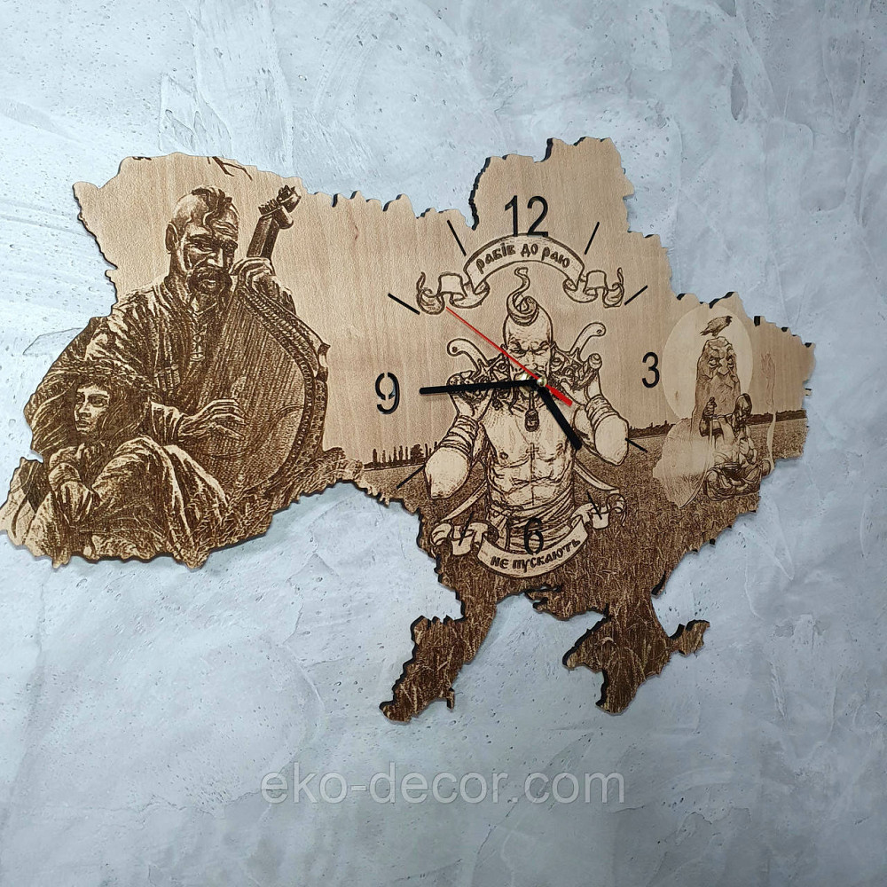 Дерев`янний настінний годинник "Козак" 60*40 см Київ - фото 12