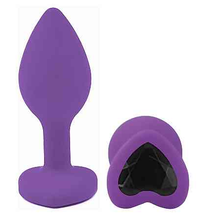 Силиконовая анальная пробка EGZO - Silicone Violet Heart Plug Black, size S Sex Aura Киев