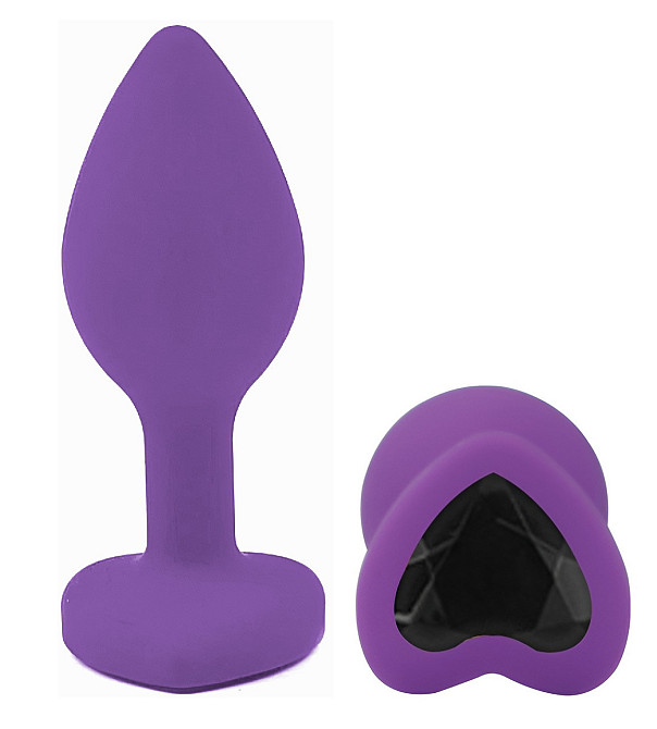 Силиконовая анальная пробка EGZO - Silicone Violet Heart Plug Black, size S Sex Aura Киев - изображение 2