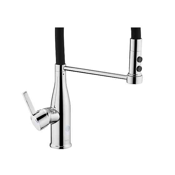 Змішувач для кухні з гнучким виливом Kroner KRP Ersel - C03111BLK хром/чорний Київ