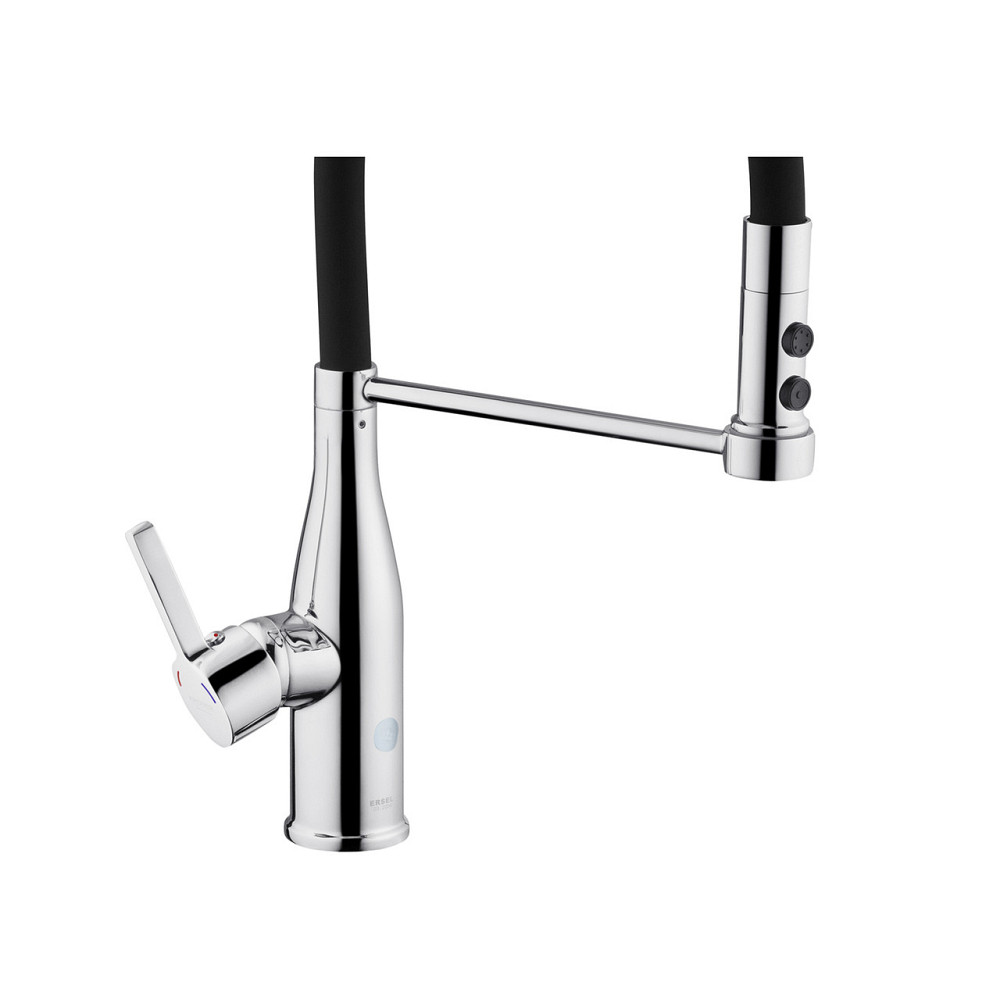 Змішувач для кухні з гнучким виливом Kroner KRP Ersel - C03111BLK хром/чорний Київ - фото 6