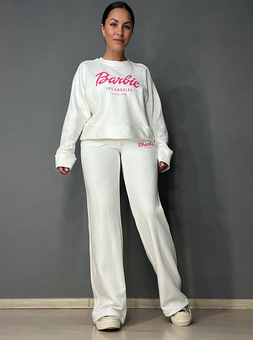 Костюм женский Quzen 485-485 Barbie оверсайз свитшот и брюки палаццо белый, белый, M Киев - изображение 5