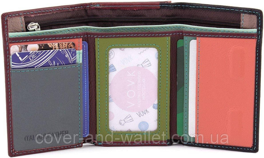 Небольшой женский кошелек картхолдер черного цвета с монетницей  ST Leather Киев - изображение 7