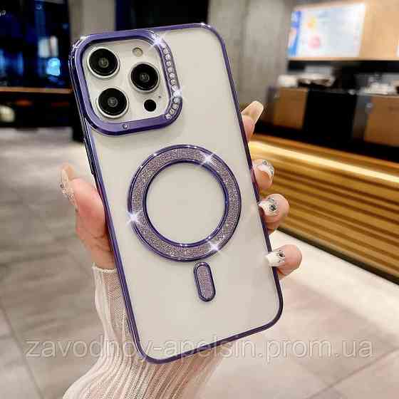 Iphone 15 Pro Max Чехол магнит Стразы Diamond (фиолетовый) Одесса