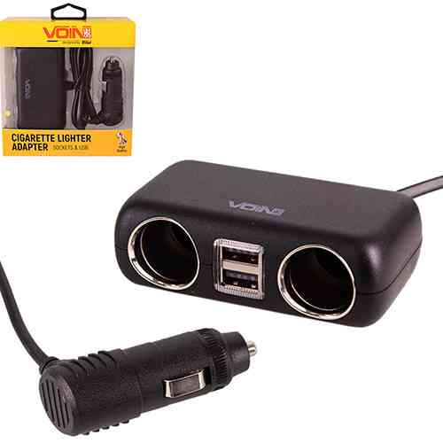Разветвитель прикуривателя VOIN 2 выхода + 2 USB 2400mA 12/24V SC-2004L с проводом Харьков