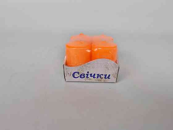 Цветная Цилиндр парафиновая свеча (40/60) ОРАНЖЕВАЯ крашеная  внутри белая (4 шт) Харьков