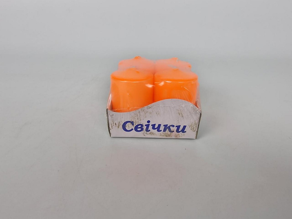 Кольорова Циліндр парафінова свічка (40/60) ОРАНЖОВА фарбована всередині біла (4 шт.) Харків - фото 2