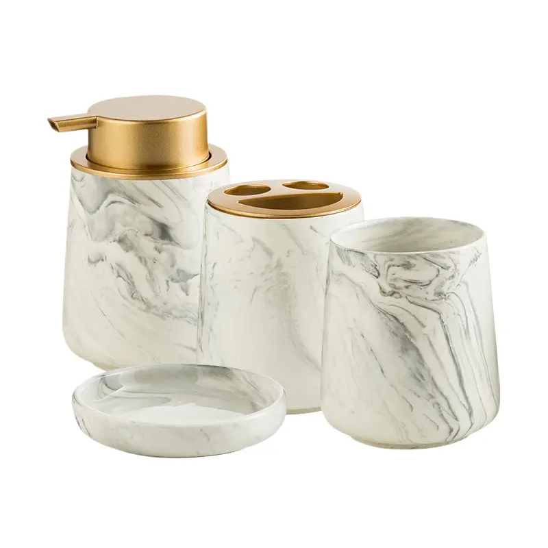 Набір аксесуарів з кераміки для ванної кімнати в кольорі сірий мармур Кам'янець-Подільський - фото 2