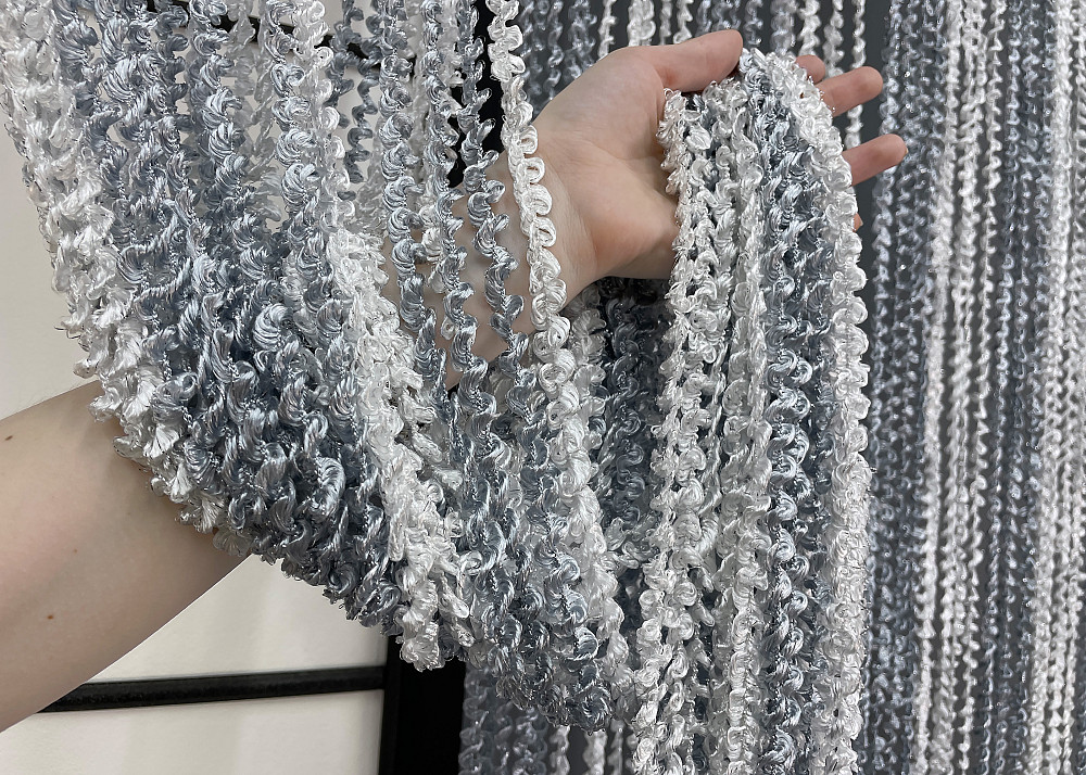 Шторы-нити спираль с люрексом Белый с серым 300х300см 1 шт (61-052) Киев - изображение 7