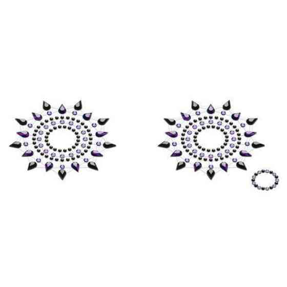 Пестіс з кристалів Petits Joujoux Gloria set of 2 - Black/Purple, прикраса на груди Sex Aura Київ