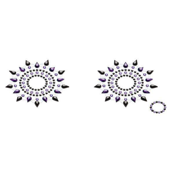 Пэстис из кристаллов Petits Joujoux Gloria set of 2 - Black/Purple, украшение на грудь Sex Aura Киев - изображение 1