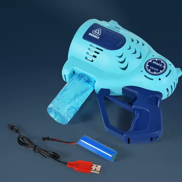 Мыльные пузыри для детей, пистолет для мыльных пузырей с подсветкой, игрушечный генератор пузырей, синий Каменец-Подольский - изображение 2