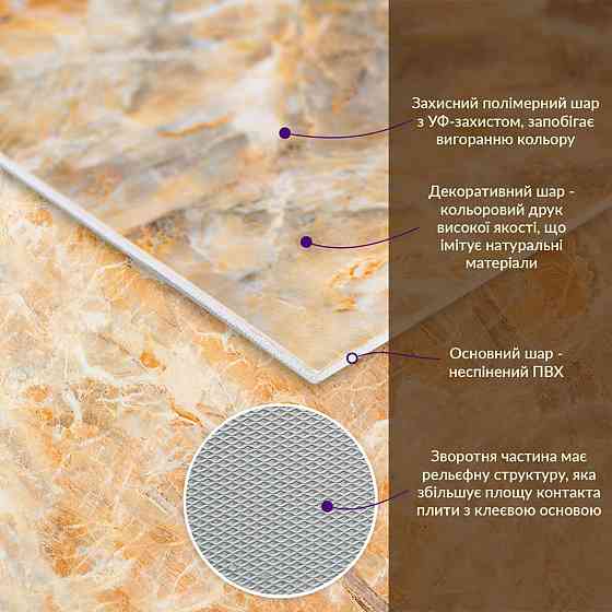 Декоративная ПВХ плита 600х600х3мм Оникс (S) SW-00001621 Днепр