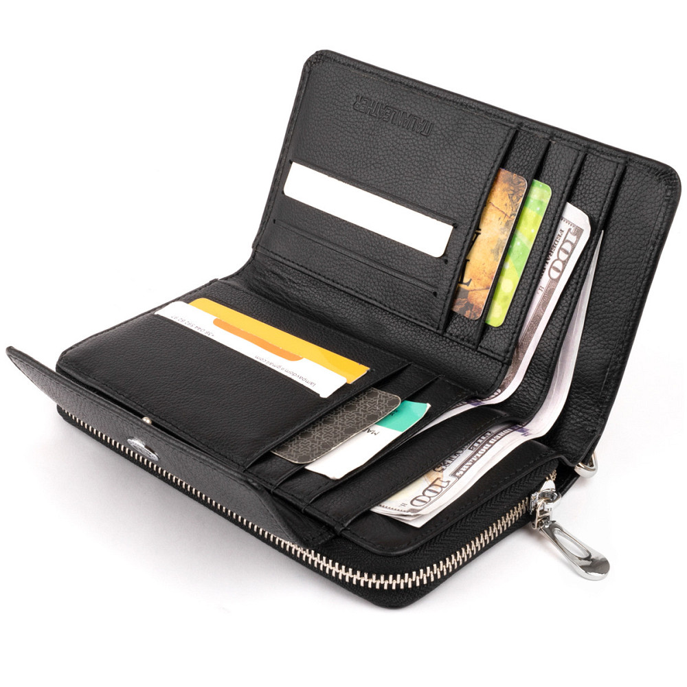 Кошелек из кожи на защелке ST Leather 19339 Черный Киев - изображение 5