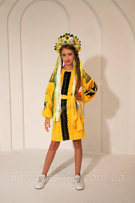 Жовтий віночок Обідок обруч з квітами "Сценічний сердній жовтий" Кривий Ріг - фото 4