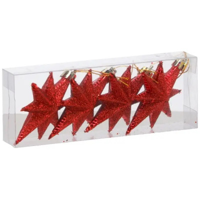 Елочная игрушка Chomik Зірки, 9 см, пластикові 4 шт, червоні (5901292631147_3) Вінниця - фото 1