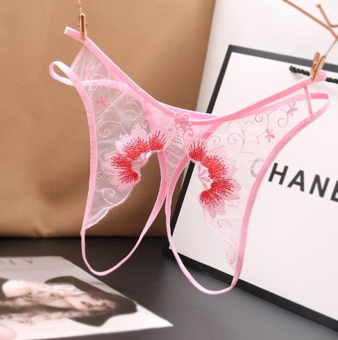 Еротичні труси рожеві жіночі з розрізом - розмір універсальний (на резинці) Київ - фото 1