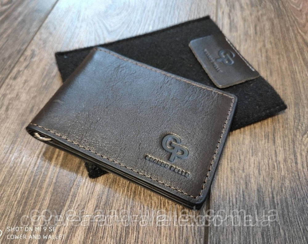 Затиск для грошей і карток з гладкої шкіри ручної роботи Grande Pelle Київ - фото 5