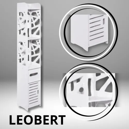 Підлогова шафа пенал Leobert Cubic 120 см для ванної кімнати вузька меблі з полицями та дверцятами Київ - фото 7