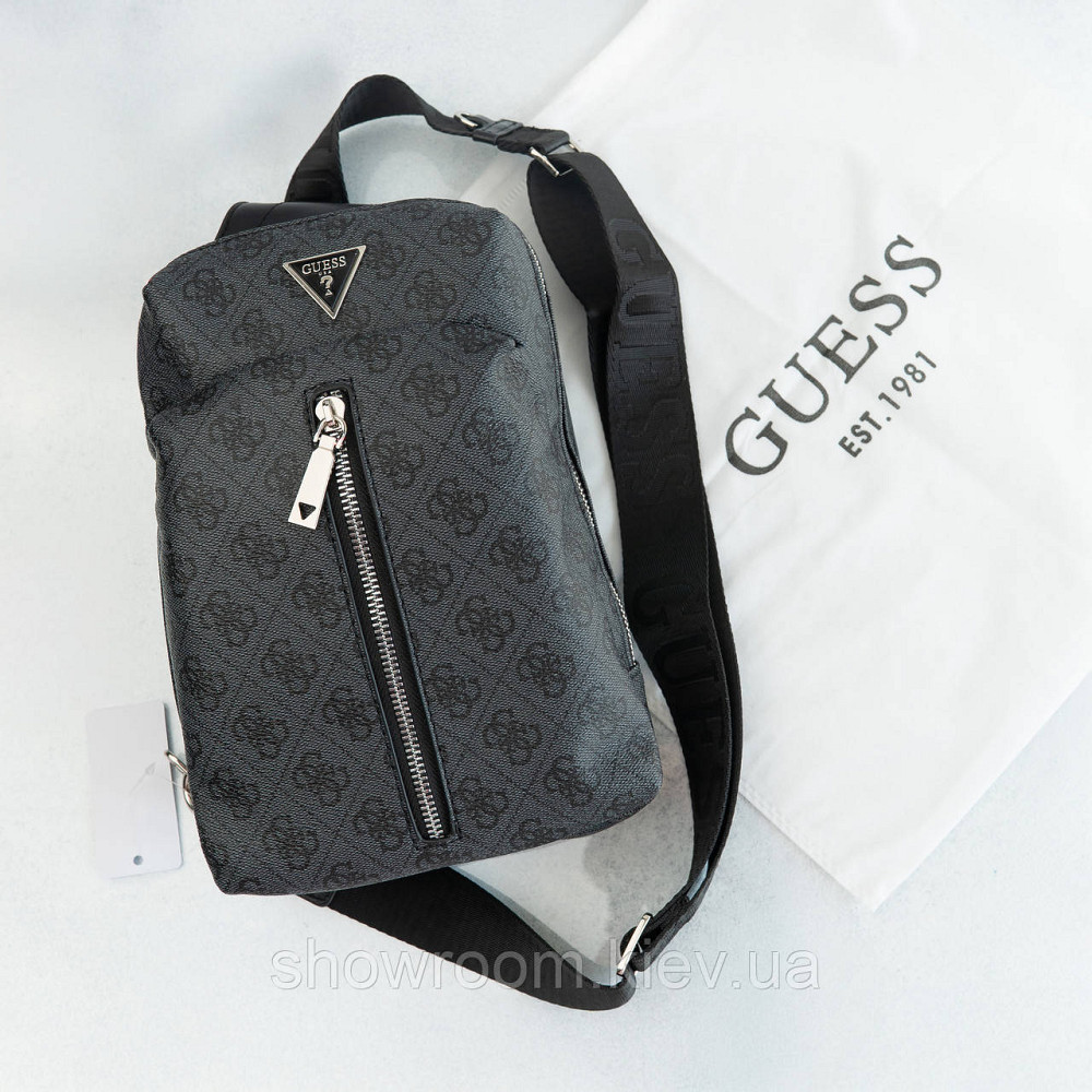Чоловіча сумка бананка на пояс та на груди (слінг) Guess (7517) сіра Київ - фото 2