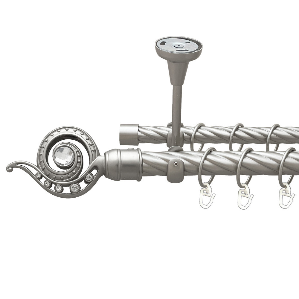 Карниз Orvit Око Дракона металевий дворядний відкритий до стелі скручена труба кільце металеве Сатин 25\19 мм 200 см (00-00024247) Львів - фото 1