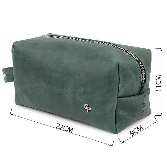 Кожаная косметичка унисекс GRANDE PELLE 11573 Зеленый Киев