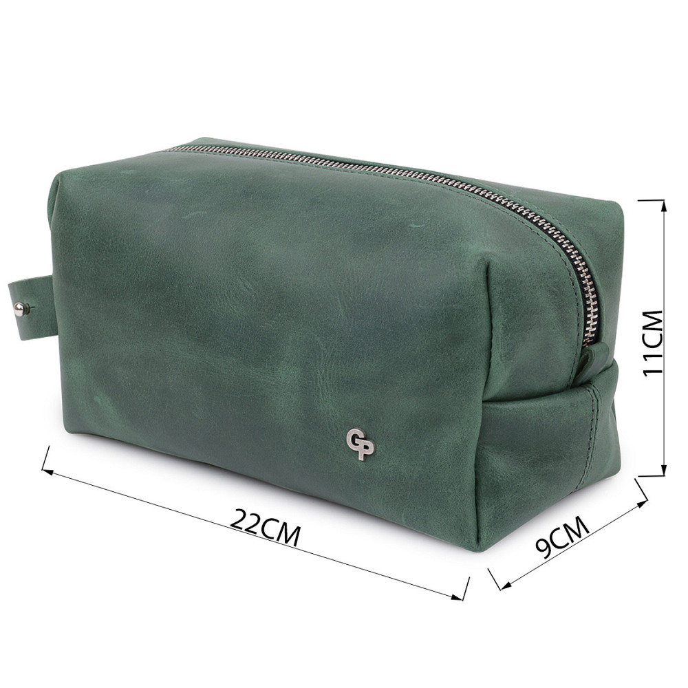 Кожаная косметичка унисекс GRANDE PELLE 11573 Зеленый Киев - изображение 3