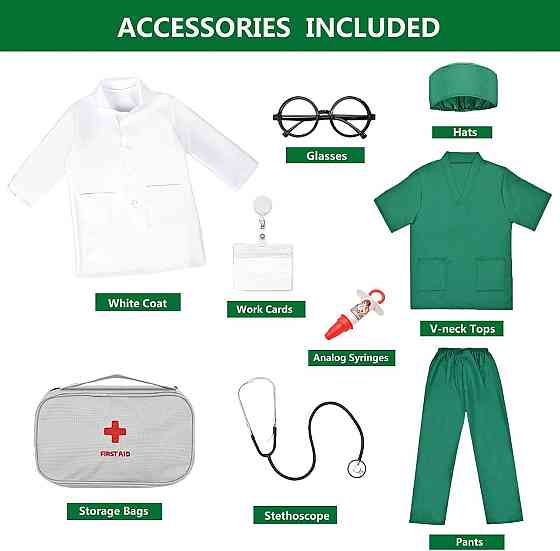 Костюм дитячий Doctor Kit білий набір лікаря ігровий халат аксесуари для дітей Київ