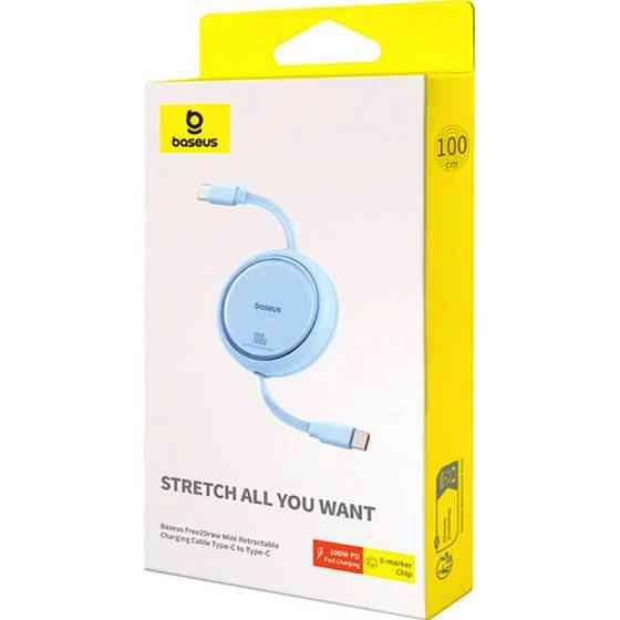 Кабель Baseus Free2Draw Mini Retractable Charging Cable Type-C to Type-C 100W 1m Galaxy Blue Київ