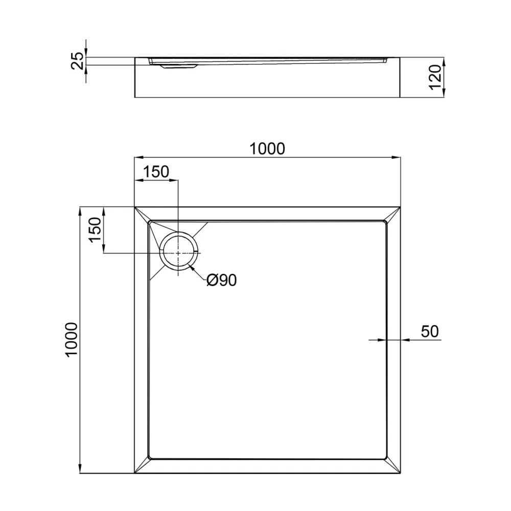 Душовий піддон Qtap Tern 301112 100x100x12 см + сифон Київ - фото 10