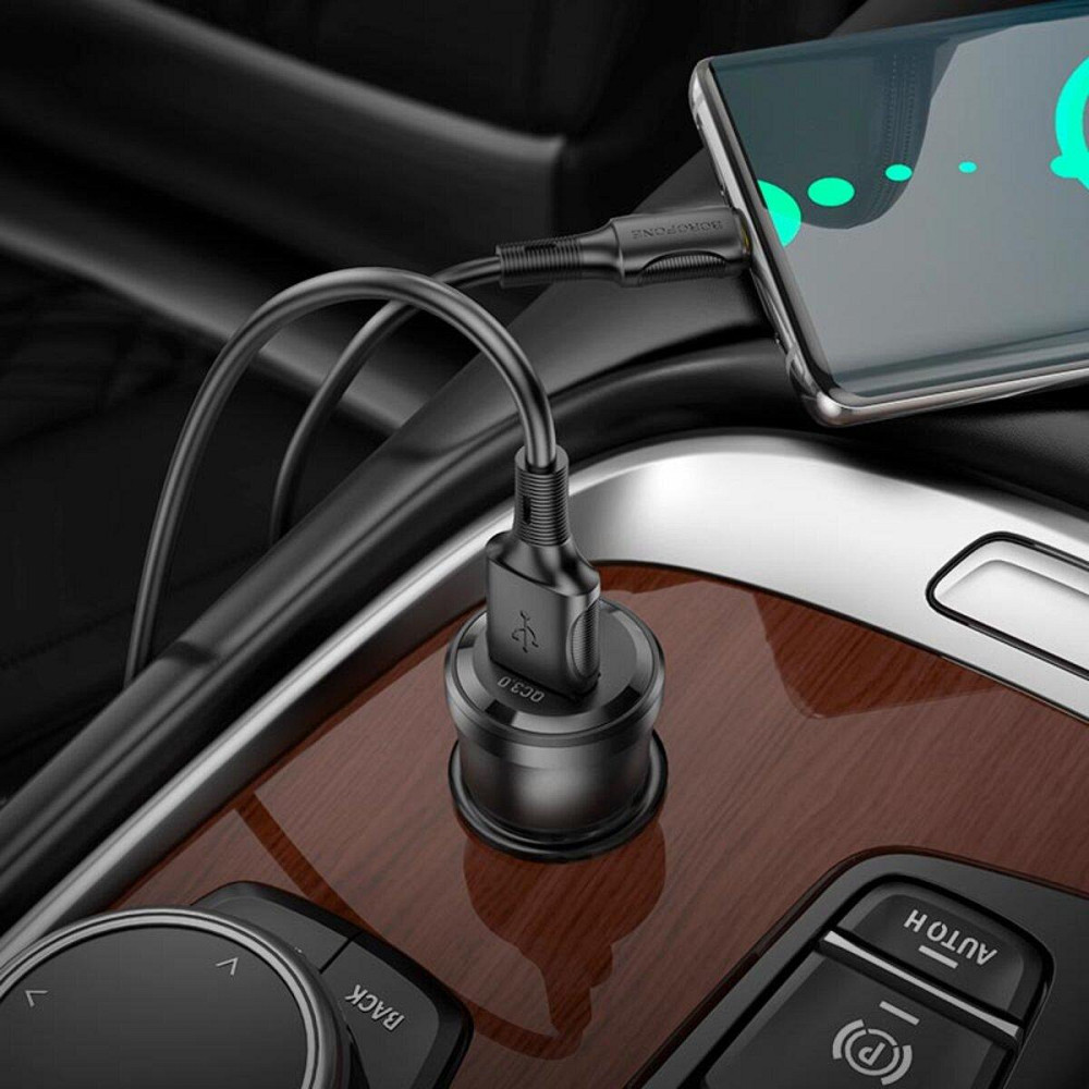 Автомобильное зарядное устройство BOROFONE BZ23 Noble single-port QC3.0 Transparent Black Одесса - изображение 7