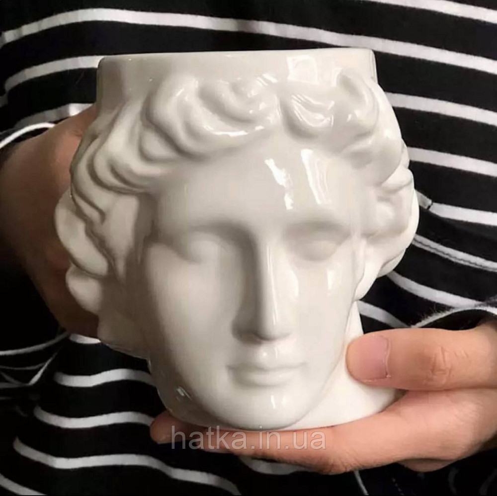Кухоль Olens "Greece" 400 мл біла кераміка у формі обличчя Київ - фото 3